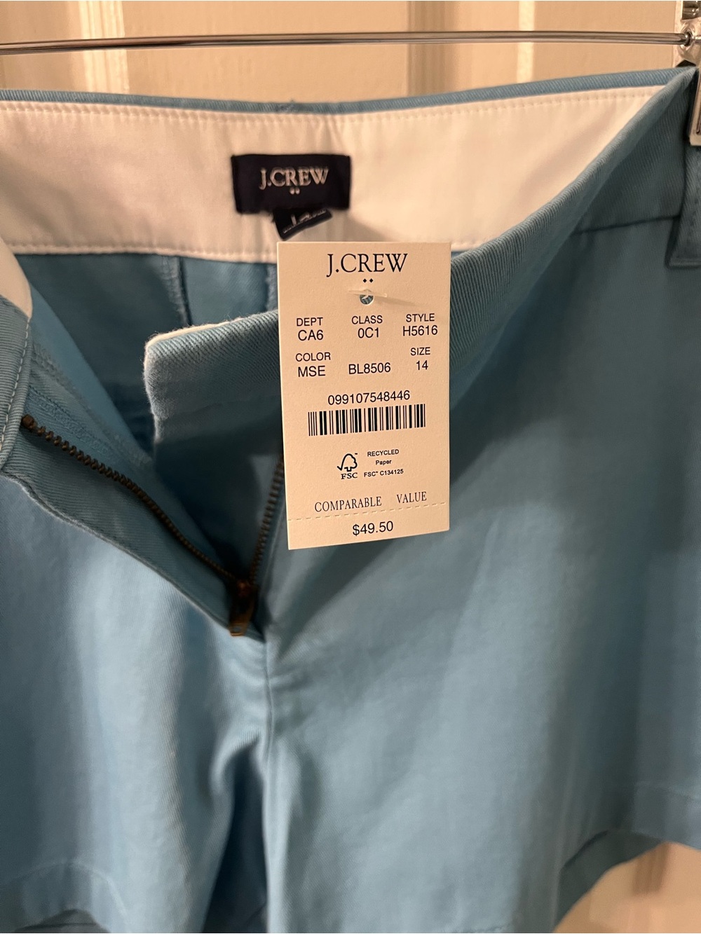 New With Tags J. Crew Factory 3.5" Classic Chino Shorts Blue Size 14 - Picture 6 of 9